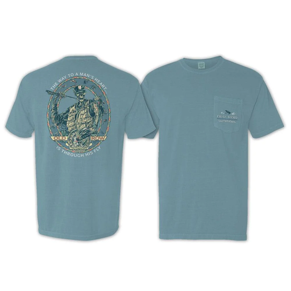 Old Row Outdoors Fly Fishing Skeleton Pocket Tee